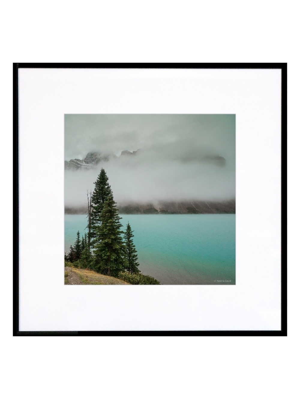Foggy Turquoise - color photograph matted in 20 x 20 black metal frame